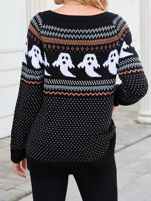 Pullover Ghost Halloween Sweater - Celeste