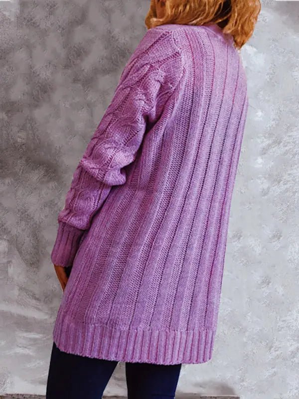 Purple Button - Down Cardigan Sweater - Celeste