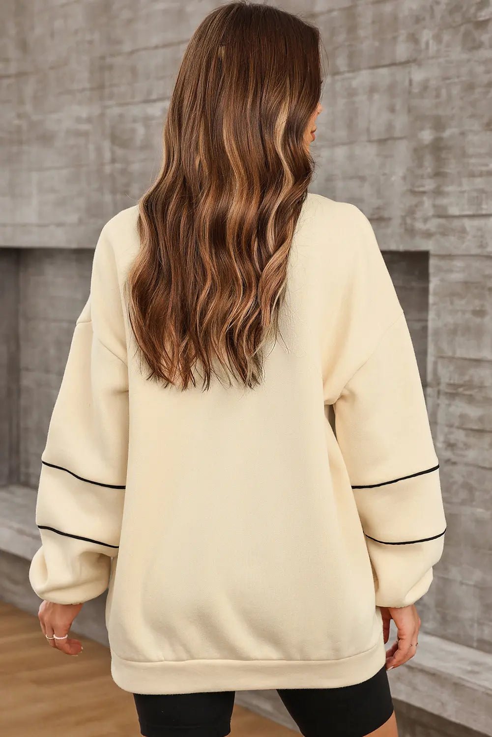 Quarter Zip Dropped Shoulder Sweatshirt - Celeste