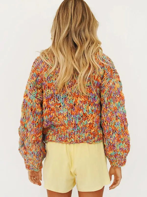 Rainbow Lantern Sleeve Cardigan - Celeste