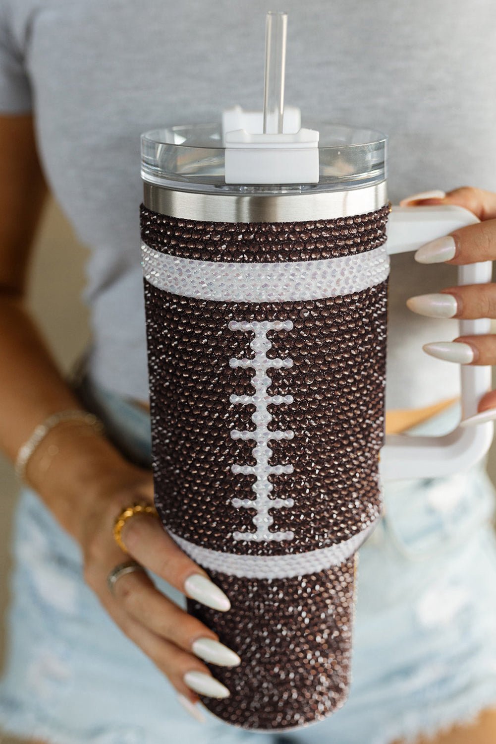 Rhinestone Rugby - Stainless Steel Tumbler - 40oz - Celeste