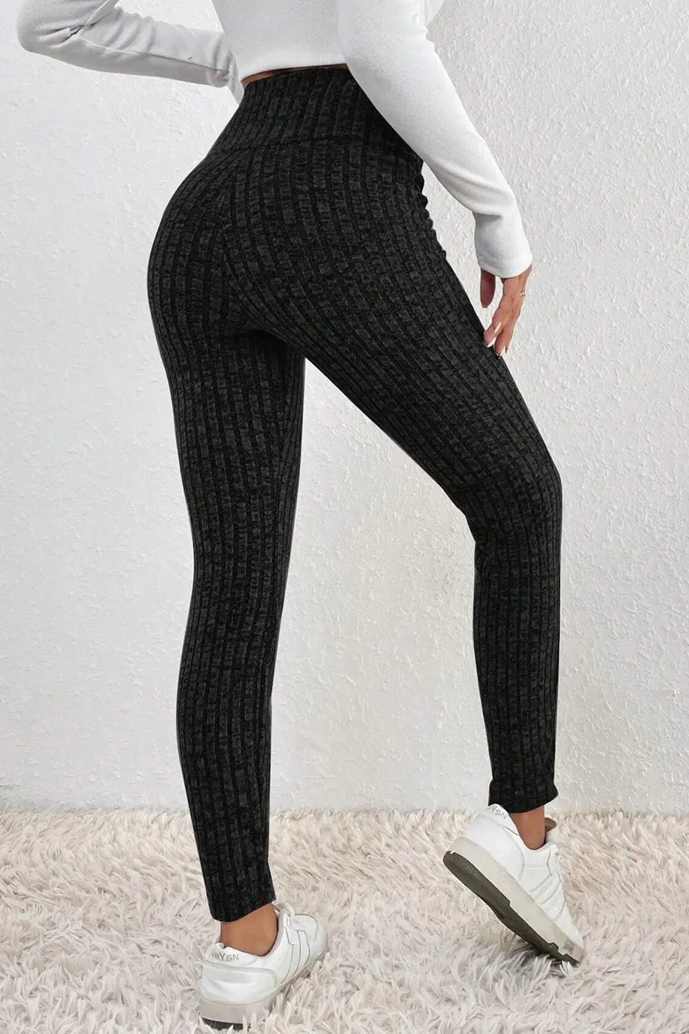 Ribbed High Waist Leggings - Celeste