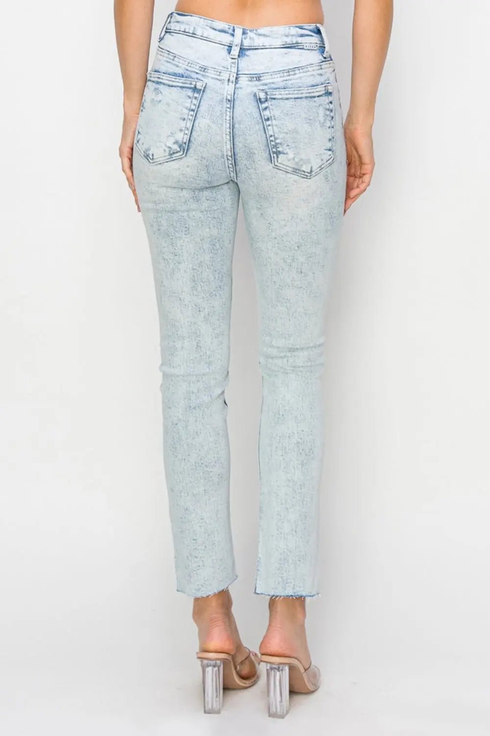 Risen Full Size High Rise Distressed Skinny Jeans - Celeste