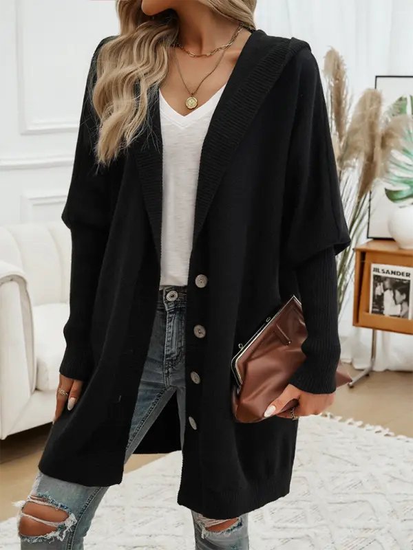 Too Casual - Long Button Down Cardigan - Celeste