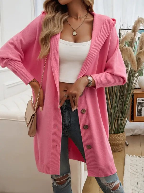 Too Casual - Long Button Down Cardigan - Celeste