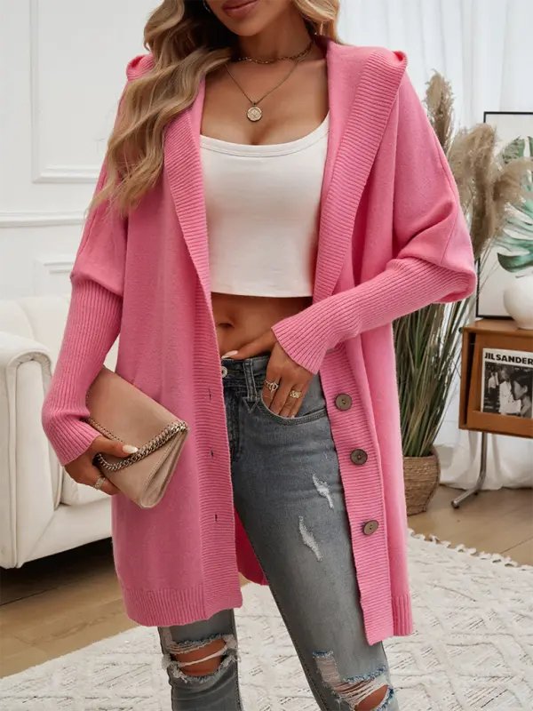 Too Casual - Long Button Down Cardigan - Celeste