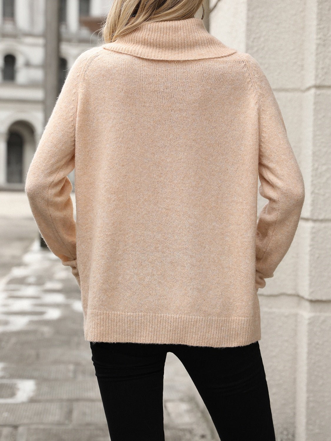 Turtleneck Long Sleeve Sweater - Celeste