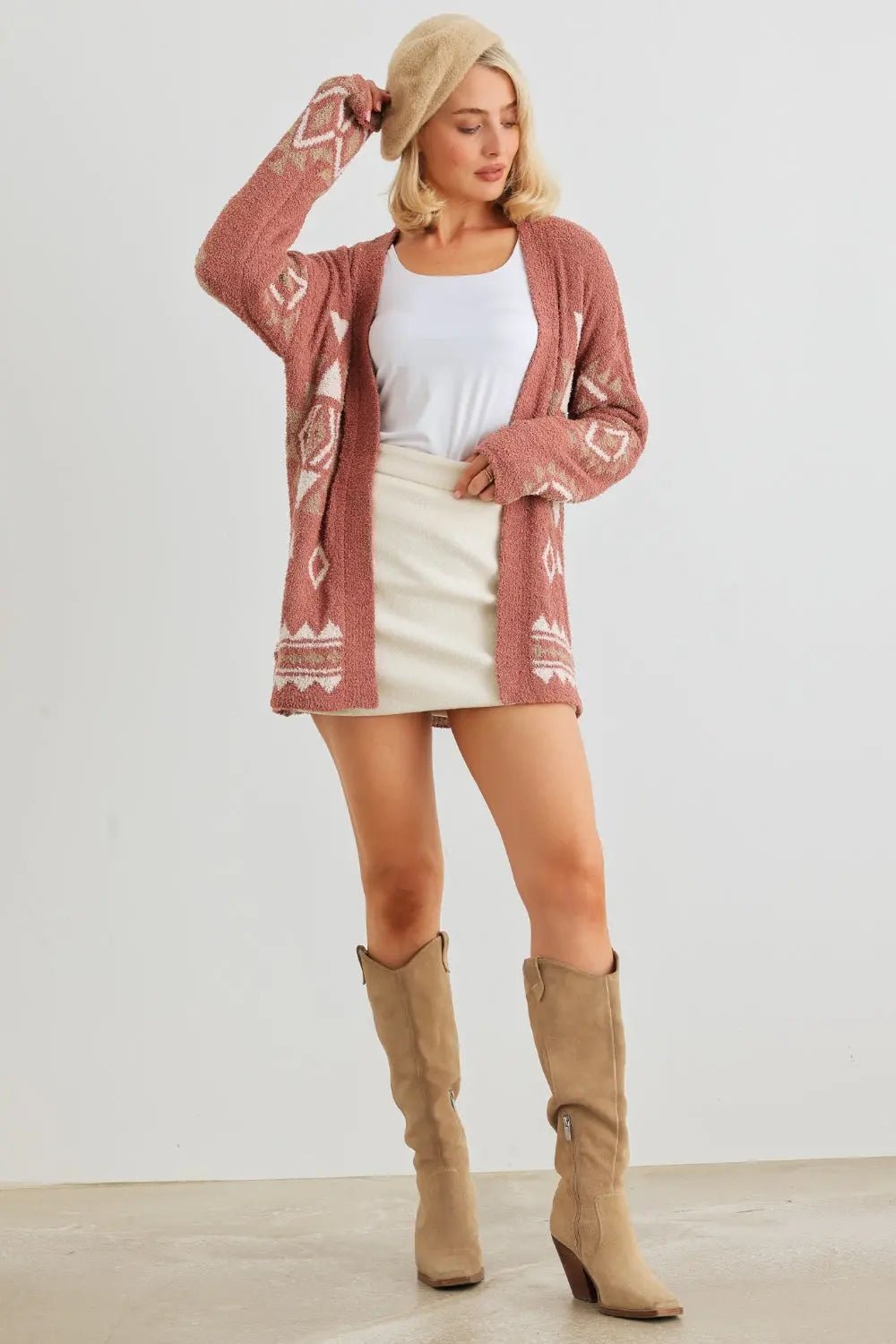 VERY J/Loveriche Open Front Long Sleeve Cardigan - Celeste