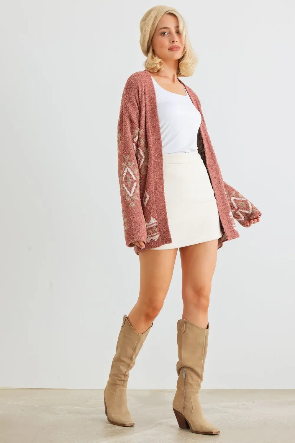 VERY J/Loveriche Open Front Long Sleeve Cardigan - Celeste