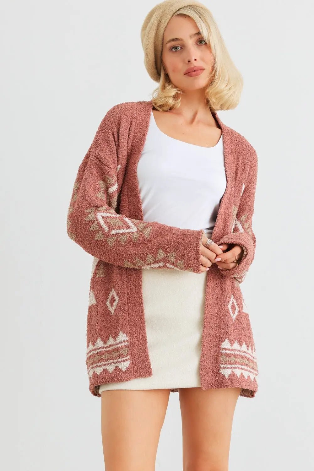 VERY J/Loveriche Open Front Long Sleeve Cardigan - Celeste