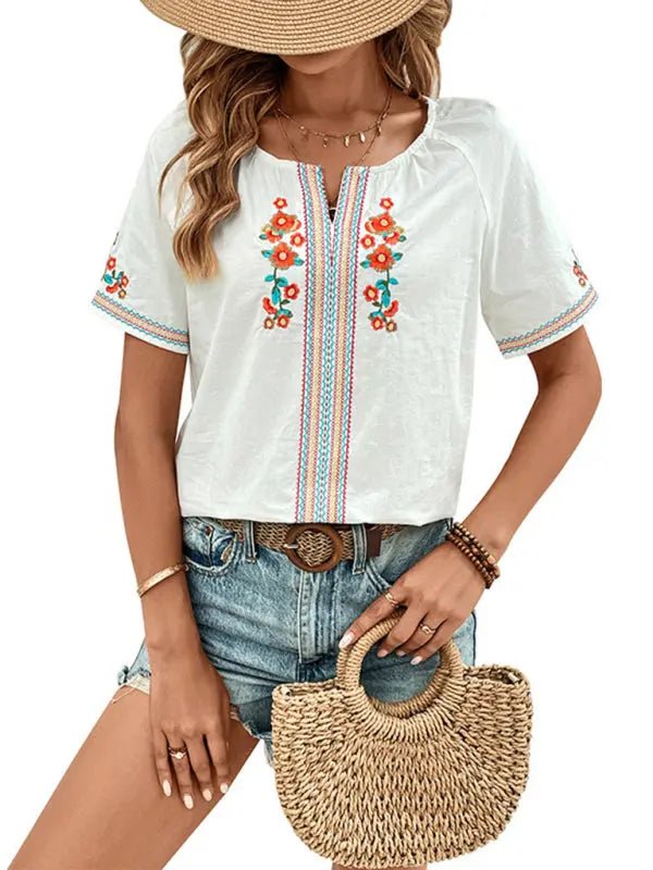 Whie Embroidered Blouse - Celeste