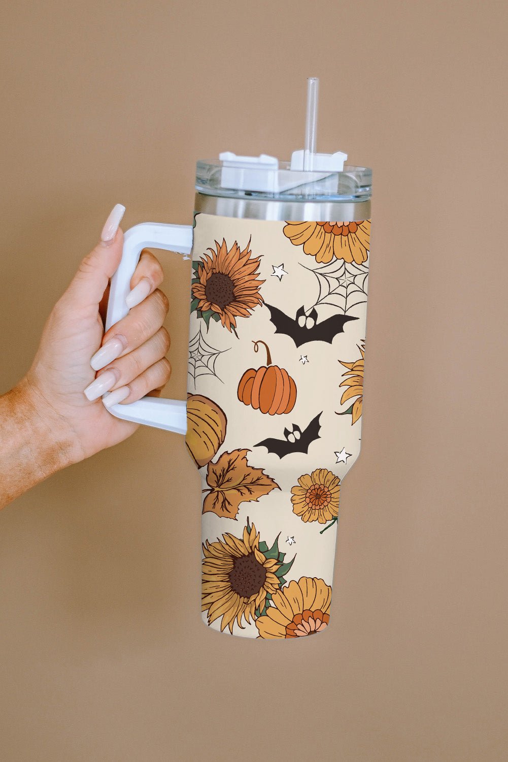 White Halloween Pattern - 40 oz Tumbler - Celeste