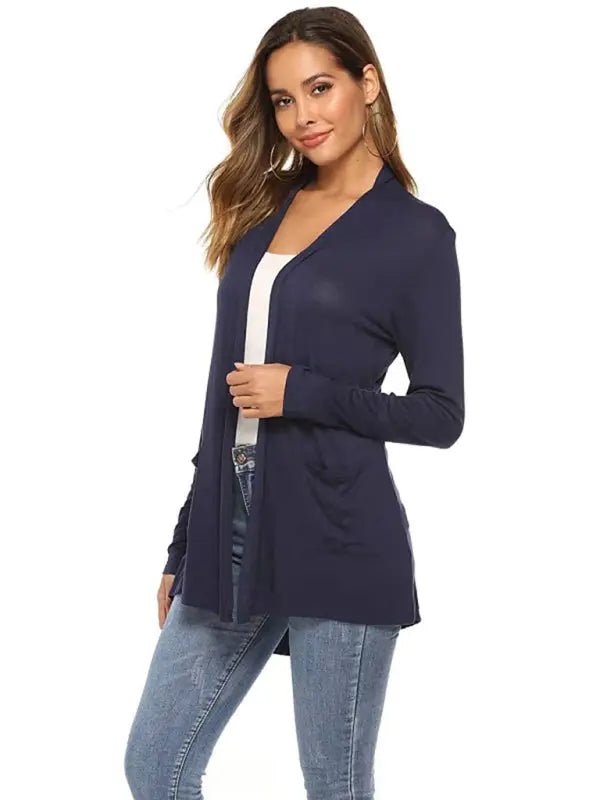 Women's all - match new mid - length long - sleeved cardigan - Celeste