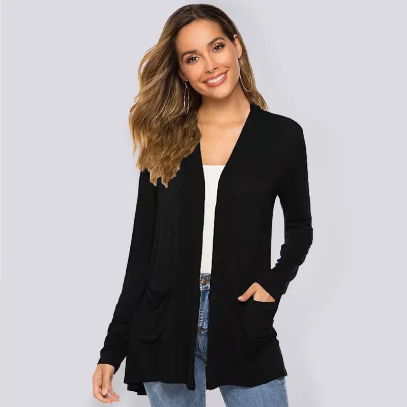 Women's all - match new mid - length long - sleeved cardigan - Celeste