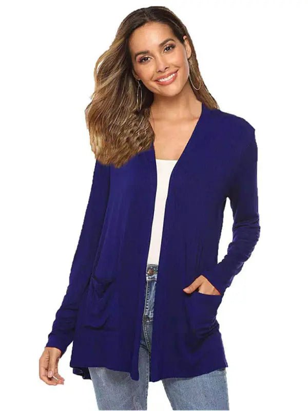 Women's all - match new mid - length long - sleeved cardigan - Celeste