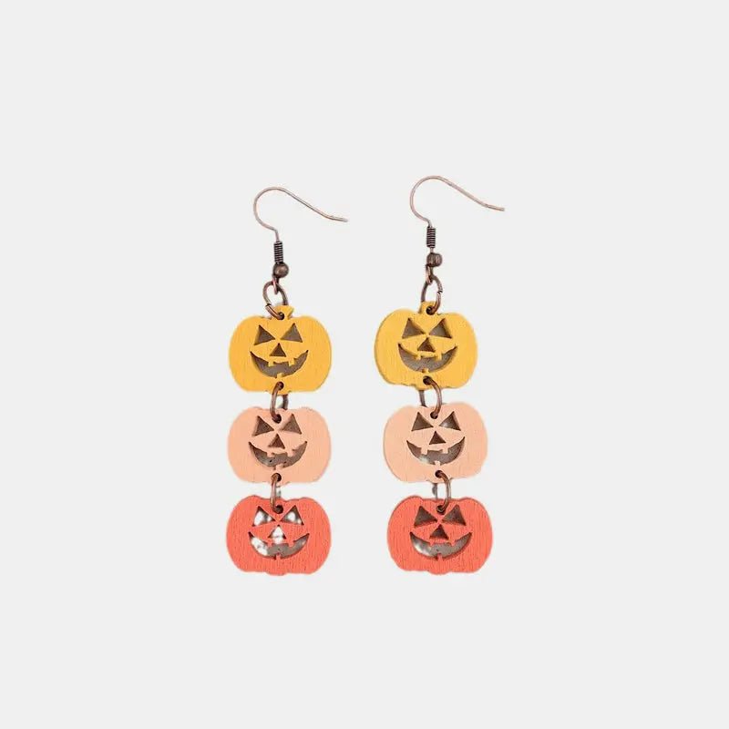 Wooden Contrast Pumpkin Earrings - Celeste