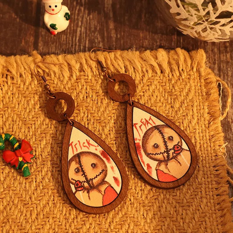 Wooden Teardrop Shape Earrings - Celeste