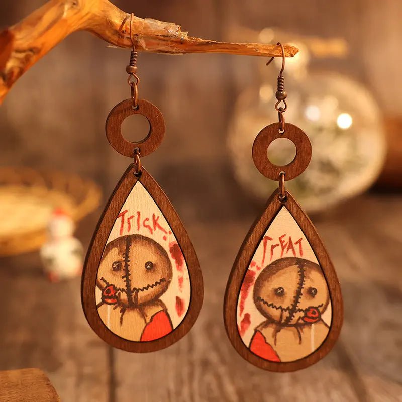 Wooden Teardrop Shape Earrings - Celeste