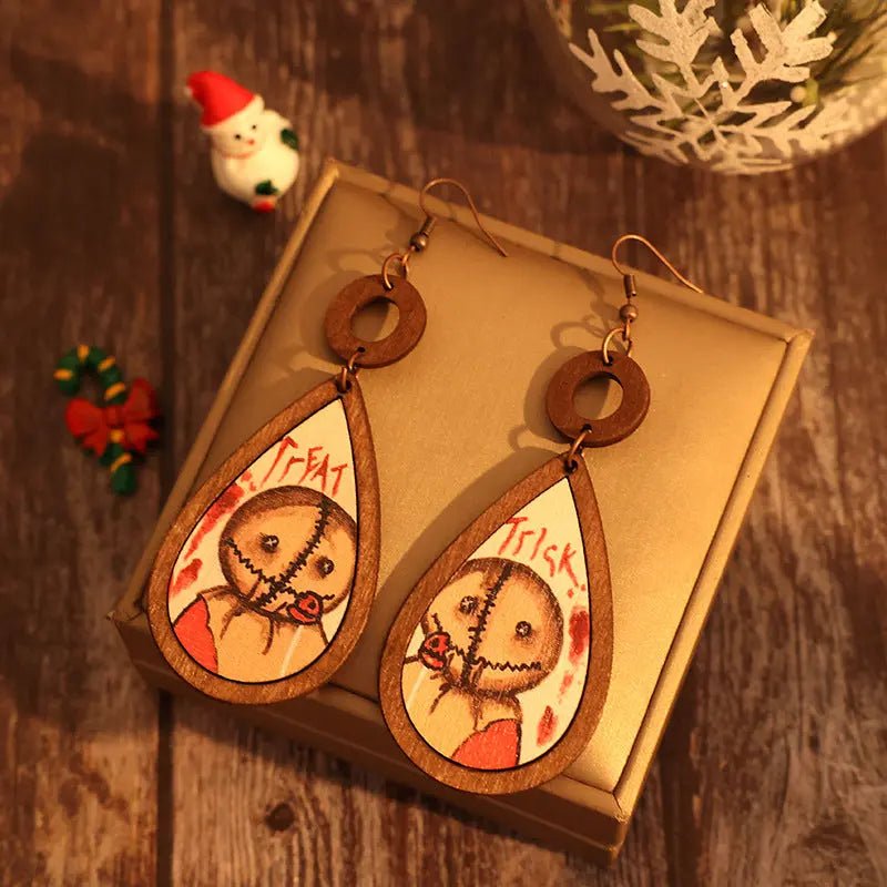 Wooden Teardrop Shape Earrings - Celeste