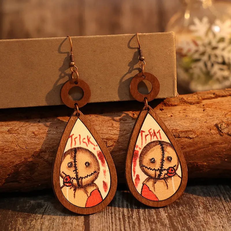 Wooden Teardrop Shape Earrings - Celeste