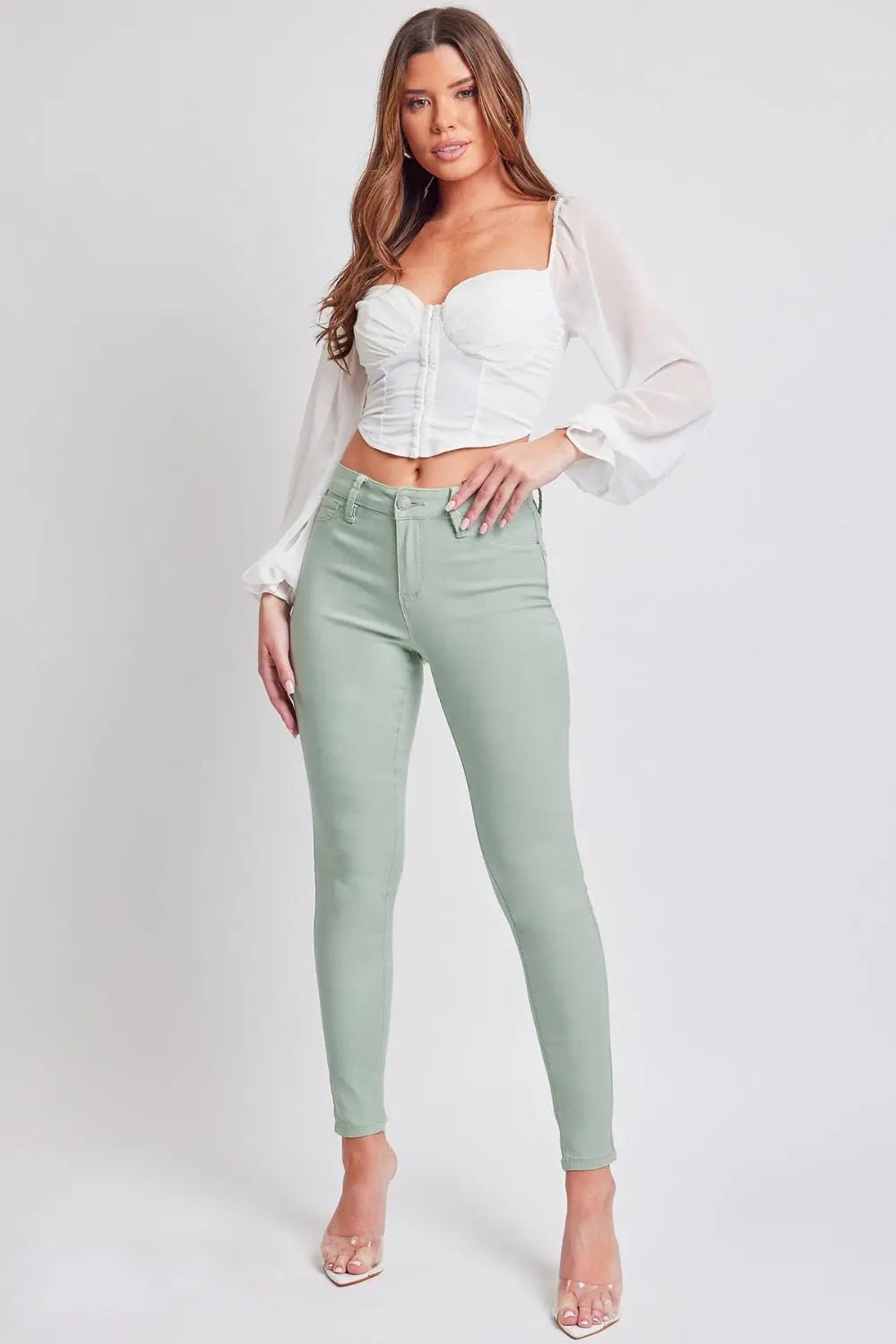 YMI Jeanswear Hyperstretch Mid - Rise Skinny Jeans - Celeste