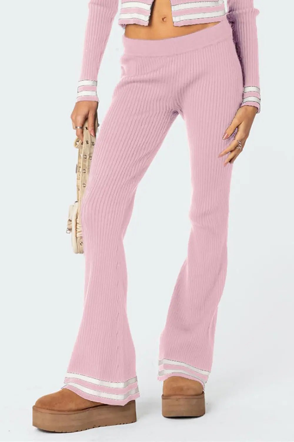 Zip Up Long Sleeve Top and Pants Set - Celeste